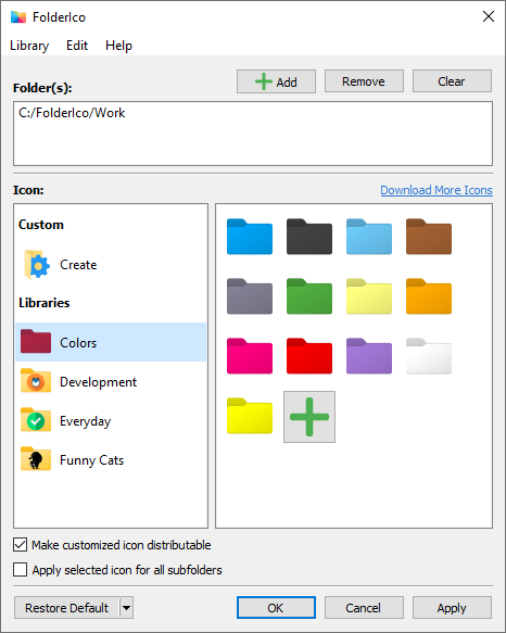 Custom colored folder icon